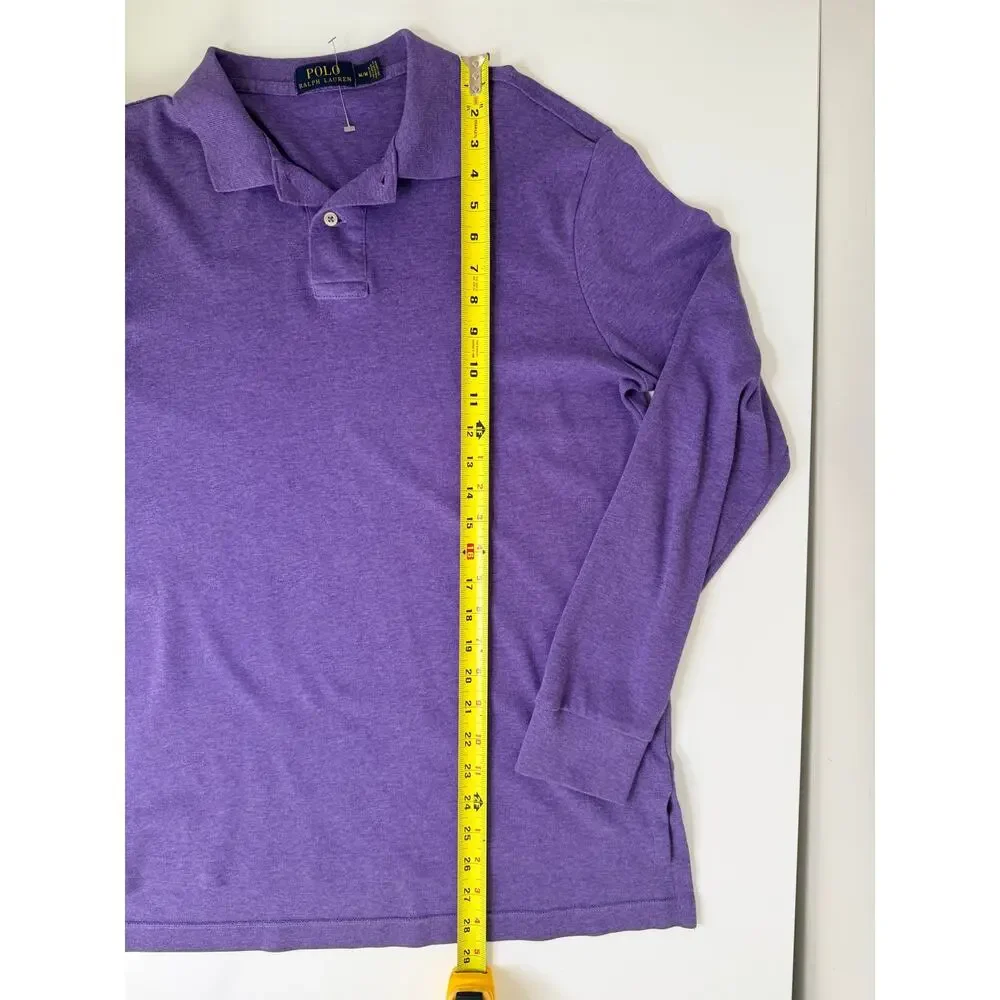 Polo Ralph Lauren Men's Polo Shirt Long Sleeve Embroidered Logo Purple Size M